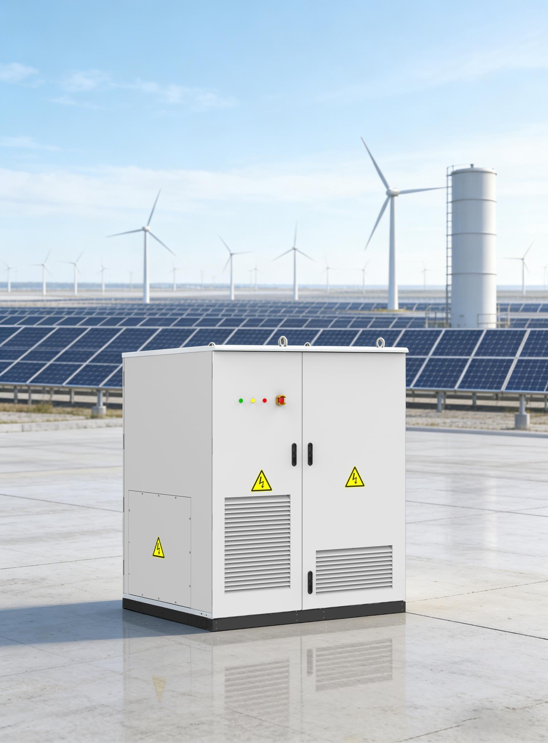 Commercial and industrial energy storage cabinet in a renewable-energy setting
